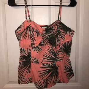 Palm Tree Leaf Pink Tank Top